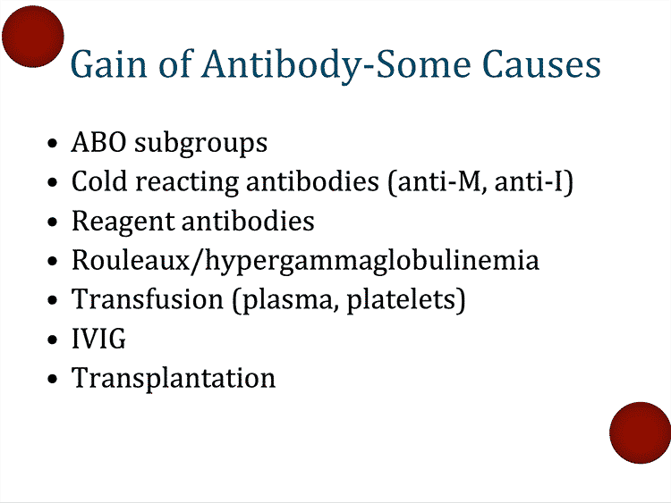 Slide 3: Causes of ABO discrepancies with "antibody gain"
