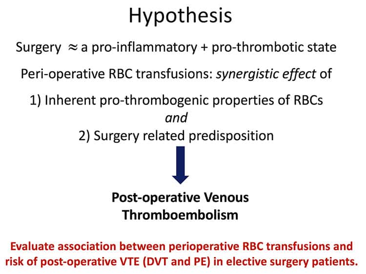 Slide 1 - Hypothesis of RBCs and VTE risk study