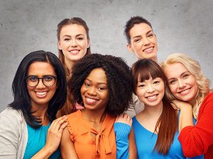 Young women smiling